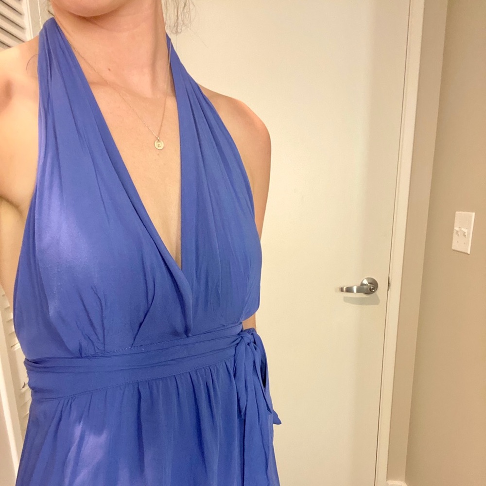Blue mini halter dress
